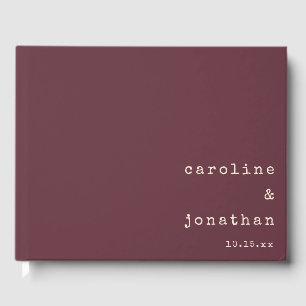 Livro De Visitas Máquina de Escrever Retro Burgundy Casamento Perso
