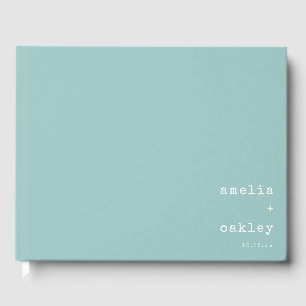 Livro De Visitas Máquina de Escrever Retro Minimalista Aqua Casamen