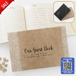 Livro De Visitas Marca Personalizada Rústica Lace De Madeira