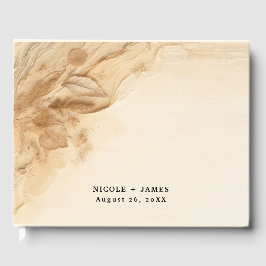 Livro De Visitas Marfim Botânico Creme Boêmio Casamento Texturizado