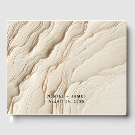 Livro De Visitas Marfim Botânico Creme Boêmio Casamento Texturizado