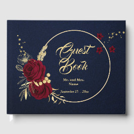Livro De Visitas marinho azul azul de burgundy chic gold