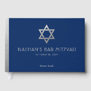 Livro De Visitas Marinho Azul Bar Mitzvah Silver Star do David Pers