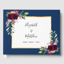 Marinho azul borgonha floral verde casamento