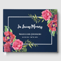 Marinho Azul das Flores Vermelhas e Rosa Funerária