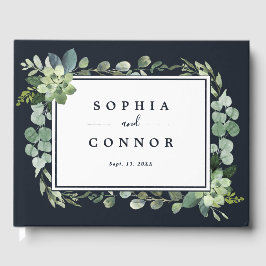 Livro De Visitas Marinho Azul de Meia-Noite Casamento Suculento