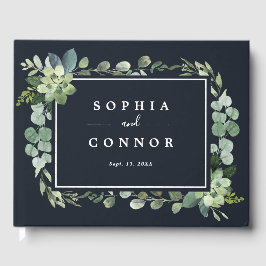 Livro De Visitas Marinho Azul de Meia-Noite Casamento Suculento