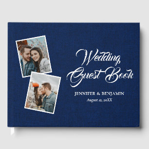Livro De Visitas Marinho Blue Rustic Burlap Foto Guest Book