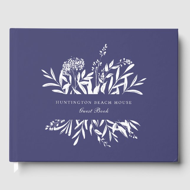 Livro De Visitas Marinho Botânico Elegante Página inicial de férias (Frente)