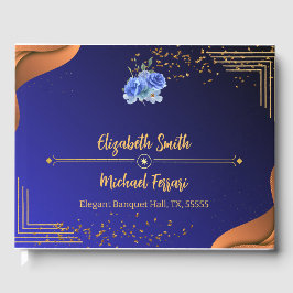 Livro De Visitas Marinho Elegante e Casamento Elegante Laranja Quei
