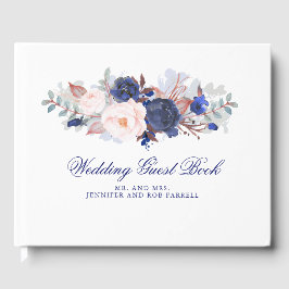 Livro De Visitas Marinho Floral Wedding