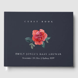 LIVRO DE VISITAS MARINHO WATERCOLOR VERMELHO ROSA VERMELHO CHÁ DE F