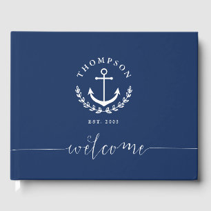 Livro De Visitas Marinho White Anchor Wreath Náutica Nome e Ano Le