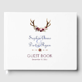Livro De Visitas Marsala Floral Antlers Marinho Casamento outono Az