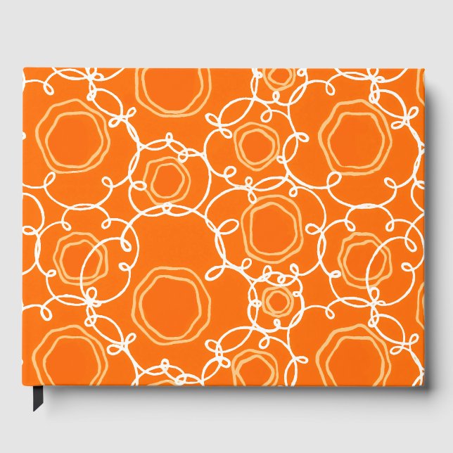 LIVRO DE VISITAS MATRIZ FLORAL ABSTRATA EM LARANJA (Frente)
