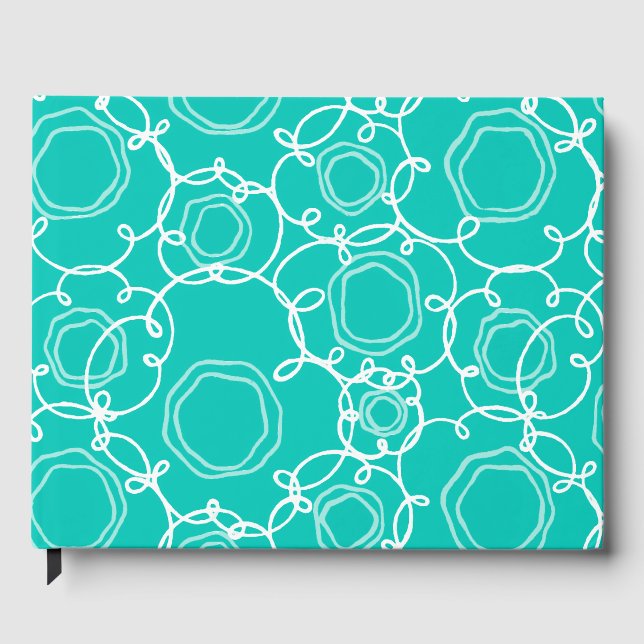 LIVRO DE VISITAS MATRIZ FLORAL ABSTRATA EM TEAL (Frente)