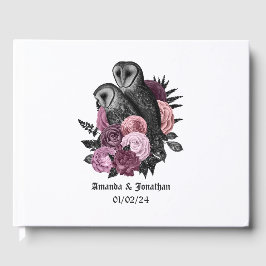 Livro De Visitas Mauve Floral Owls Gothic Wedding