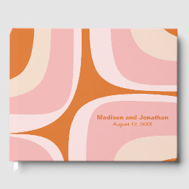 Livro De Visitas Meio século Moderno do Groove Retro Rosa e Laranja