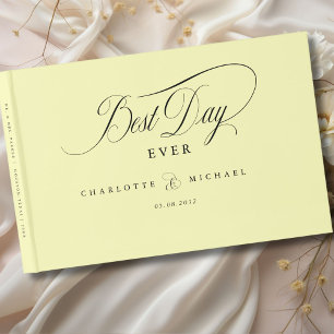 Livro De Visitas MELHOR DIA DE TODOS! Elegante, Amarelo, casamento