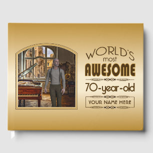 Livro De Visitas Melhor Foto Personalizada do Mundo de 70 de Aniver