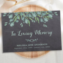 Memória Rustic Loving Eucalyptus Memorial Funeral