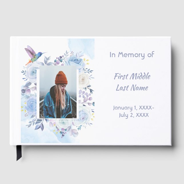 Livro de Visitas Memorial Beija-flor Flores Azuis (Frente)