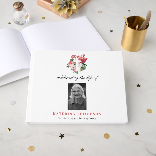 Livro De Visitas Memorial Celebrando A Vida Do Funeral Fotográfico (Frente aberta)