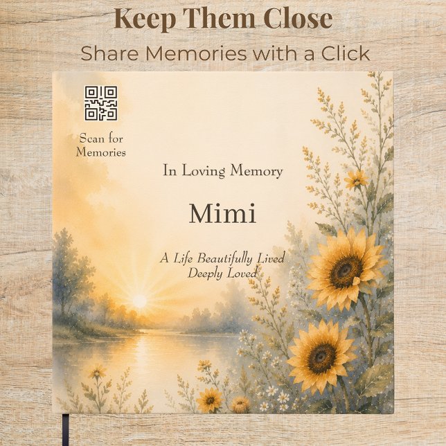Livro de Visitas Memorial com Código QR Personaliz (Personalized memorial guest book with a custom QR code linking guests to a meaningful digital tribut)