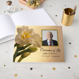 Livro De Visitas Memorial da Vida em Duplo Daffodilo Branco