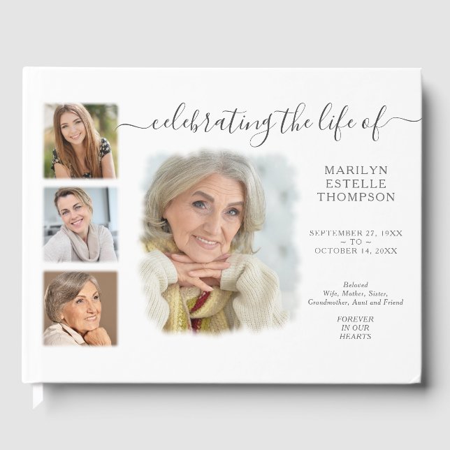 Livro De Visitas Memorial de Colagem de Fotos Mínima Moderna (Frente)