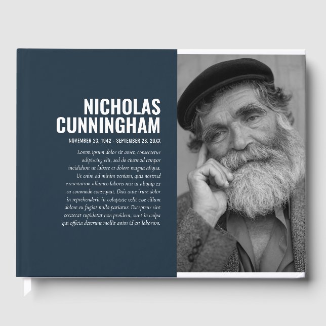 Livro De Visitas Memorial do Filtro Branco Preto de Foto Simples Mo (Frente)