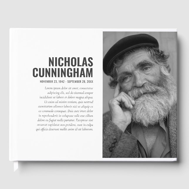 Livro De Visitas Memorial do Filtro Branco Preto de Foto Simples Mo (Frente)