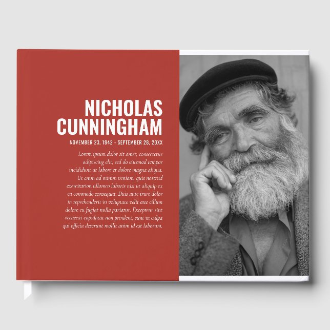 Livro De Visitas Memorial do Filtro Branco Preto de Foto Simples Mo (Frente)