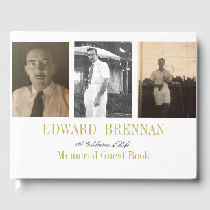 Livro De Visitas Memorial Funeral 3 Foto Simples Elegante