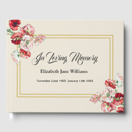 Livro De Visitas Memorial Funeral | Papoulas Aquarela