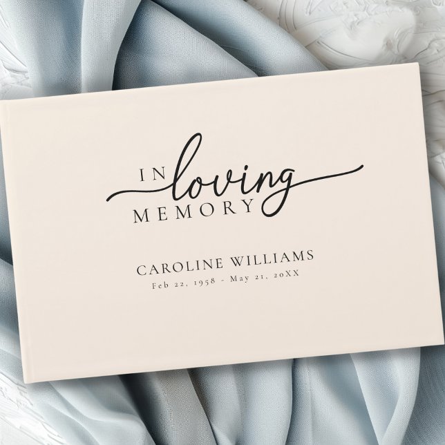 Livro De Visitas Memorial "In Loving", Nome, Cotação ("In Loving Memory" Memorial, Name, Quote " celebration of life, white funeral guest book.)