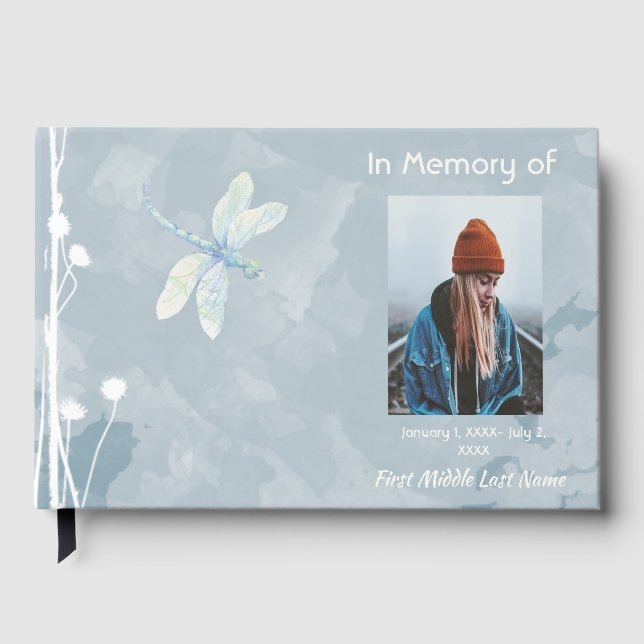 Livro de Visitas Memorial Libélula Flor Branca (Frente)