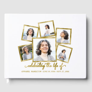 Livro De Visitas Memorial ou Funeral da Colagem de Fotos Moderna 