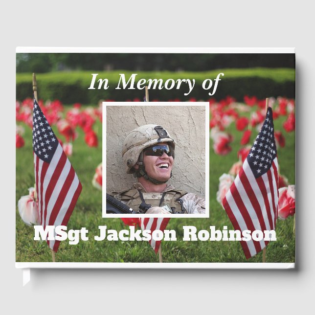 Livro De Visitas Memorial Personalizado de Imagens Veteranas Americ (Frente)