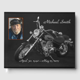Livro De Visitas Memorial Personalizado de Motocicletas Preta e Bra