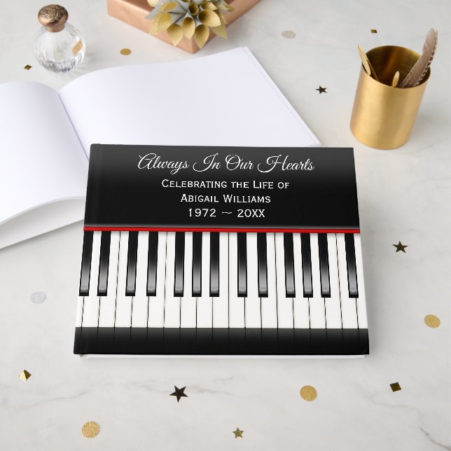 Livro De Visitas Memorial Service Piano Keyboard  (Frente aberta)