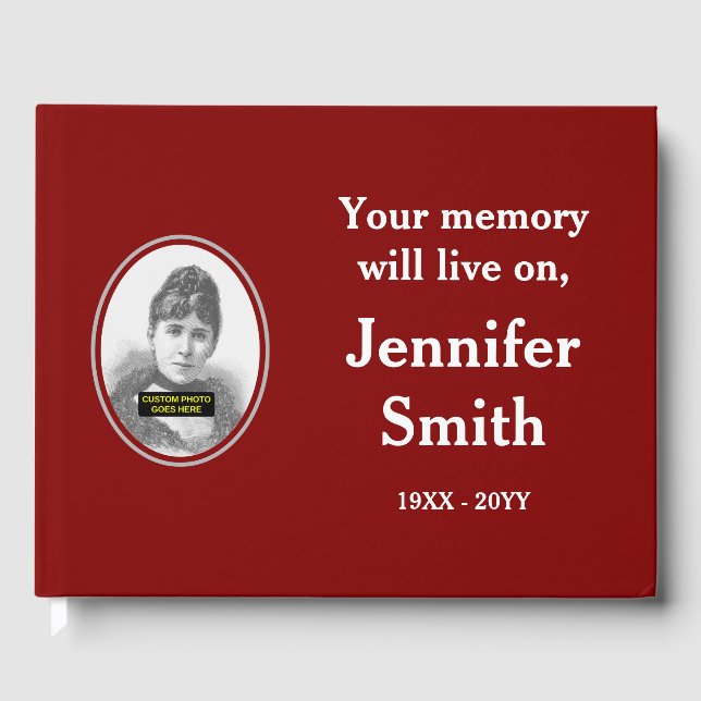 Livro De Visitas Memórias Simples e Simples - Foto Personalizada do (Frente)