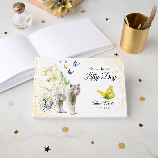 Livro De Visitas Mensagem de Foto Personalizar Projeto Borboleta Br (Frente aberta)