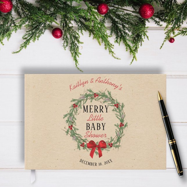Livro De Visitas Merry Little Christmas Baby Shower (Criador carregado)