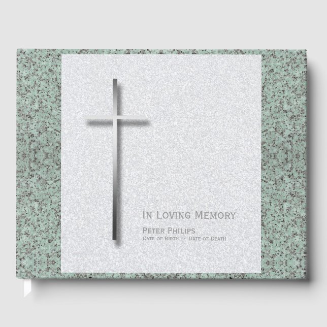Livro De Visitas Metal Cross Stone 1 Memorial Funeral (Frente)