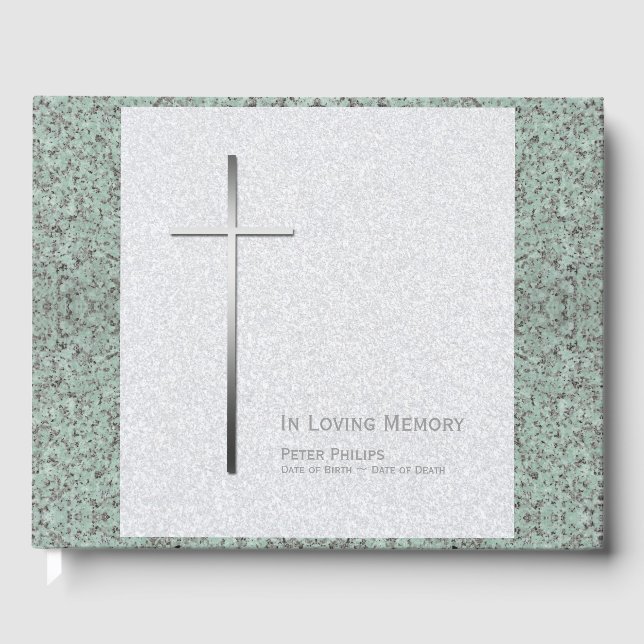 Livro De Visitas Metal Cross Stone 2 Memorial Funeral (Frente)