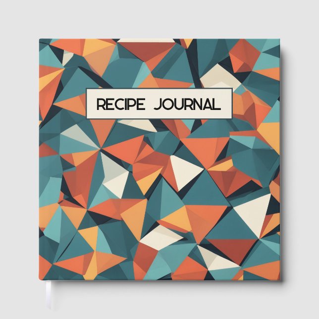 Livro De Visitas Mid-Century Geometric Teal & Orange | Recipe Book (Frente)