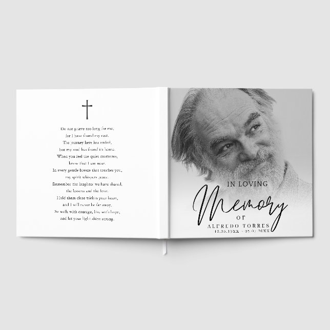 Livro De Visitas Minimalist Black & White In Loving Memory Funeral  (Completo)