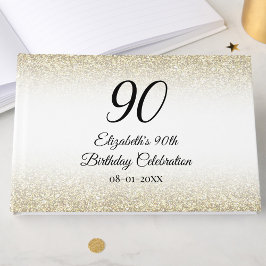 Livro De Visitas Minimalist Elegant Gold and Black 90th Birthday