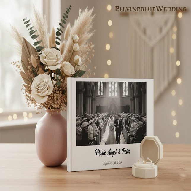 Livro De Visitas Minimalist Elegant Photo Typography Wedding (Criador carregado)